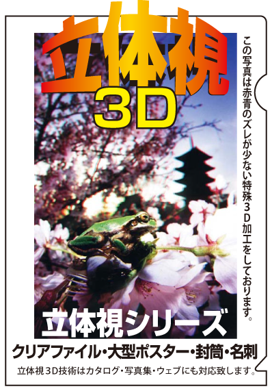 この写真は赤青のズレが少ない特殊3D加工をしております。